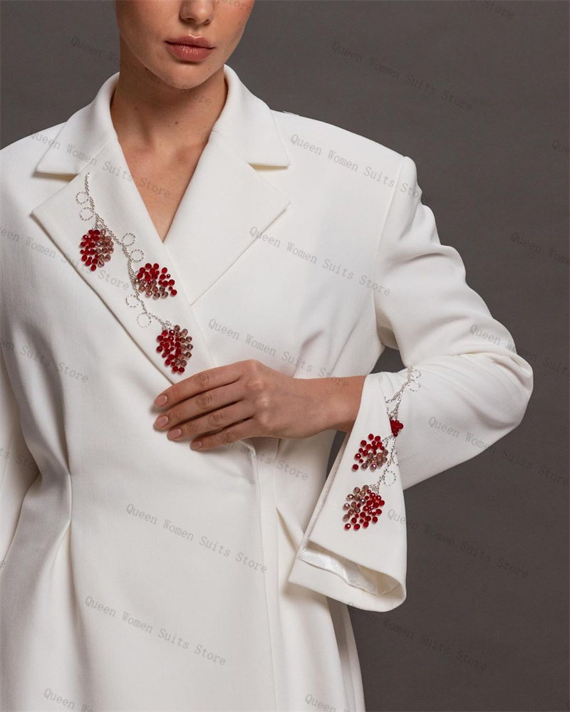 Women'S Formal Wear For Wedding Guest - Luxury White Women Suit Skirt Set