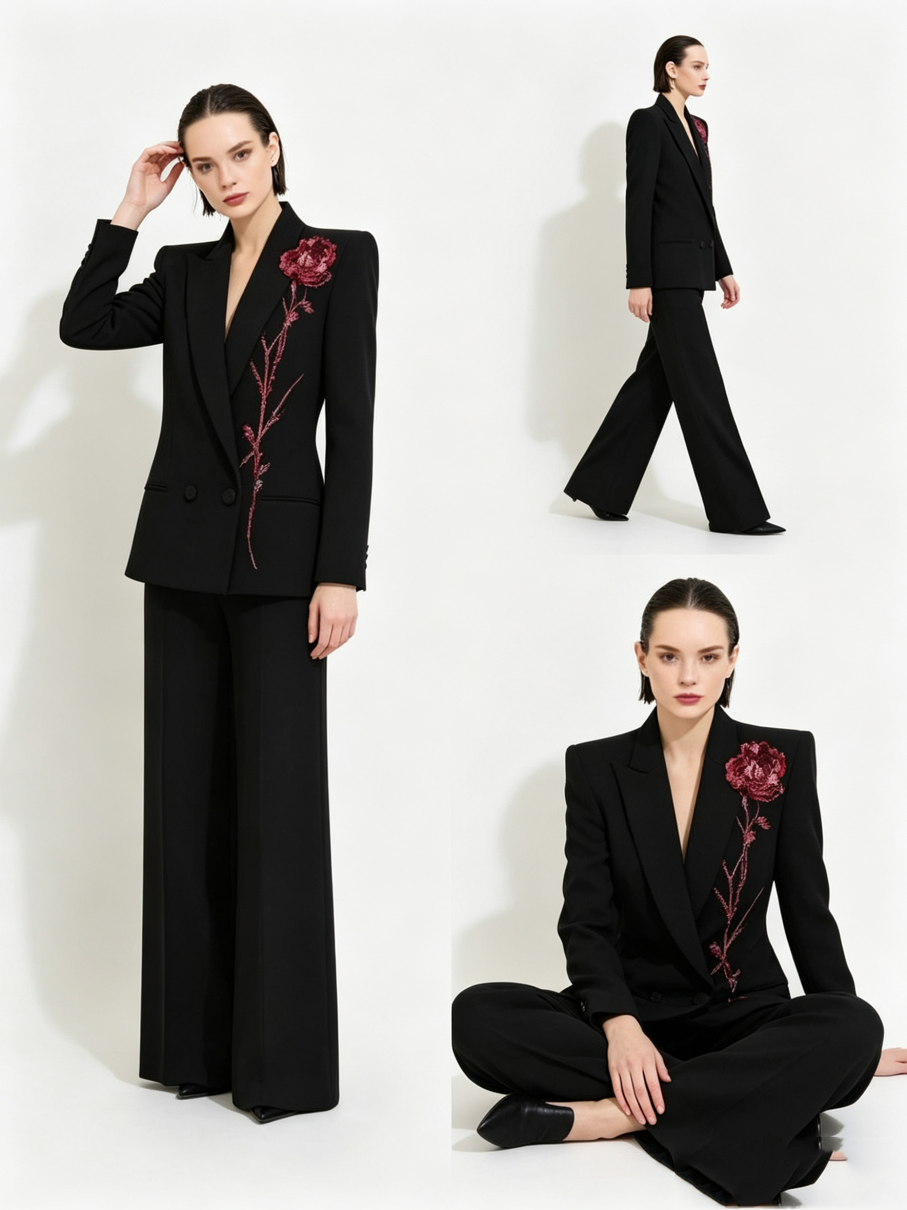 Women Formal Wear Trousers - Black Women Suits Set 2 Piece