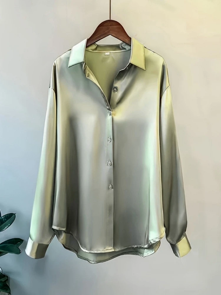 Silk Blouse Button - Plus Size Loose Casual Women Silk