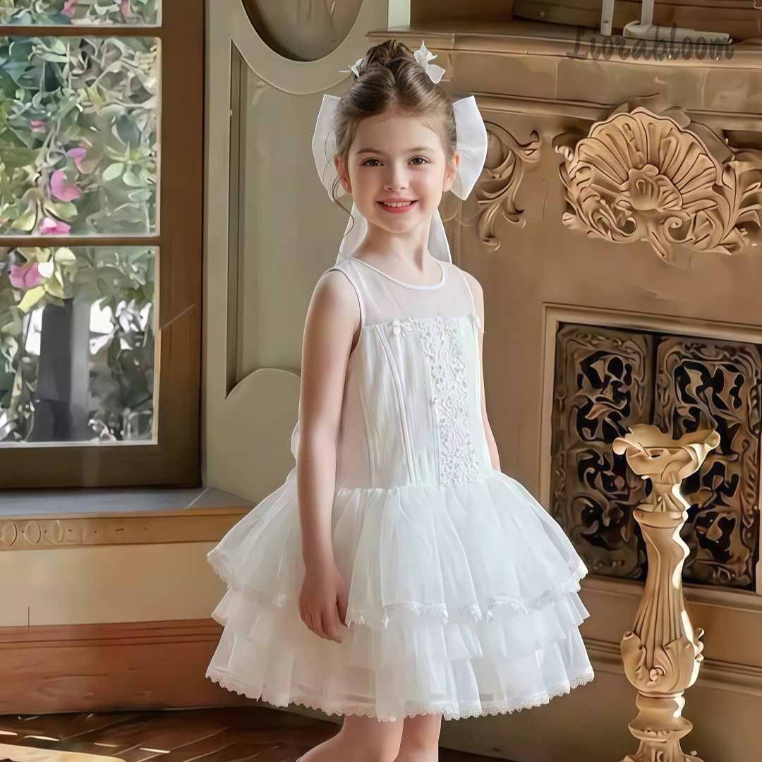 Women'S Formal Wear For A Wedding - Girls' White Embroidered Formal Dress Tulle