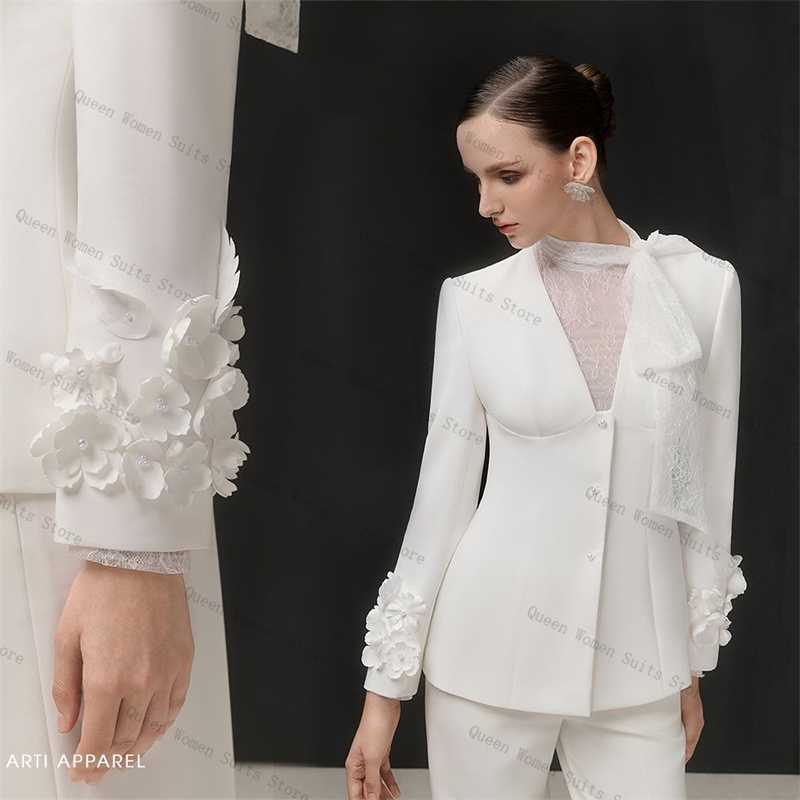 Women Formal Wear Trousers - White Women Suit Set 2 Piece