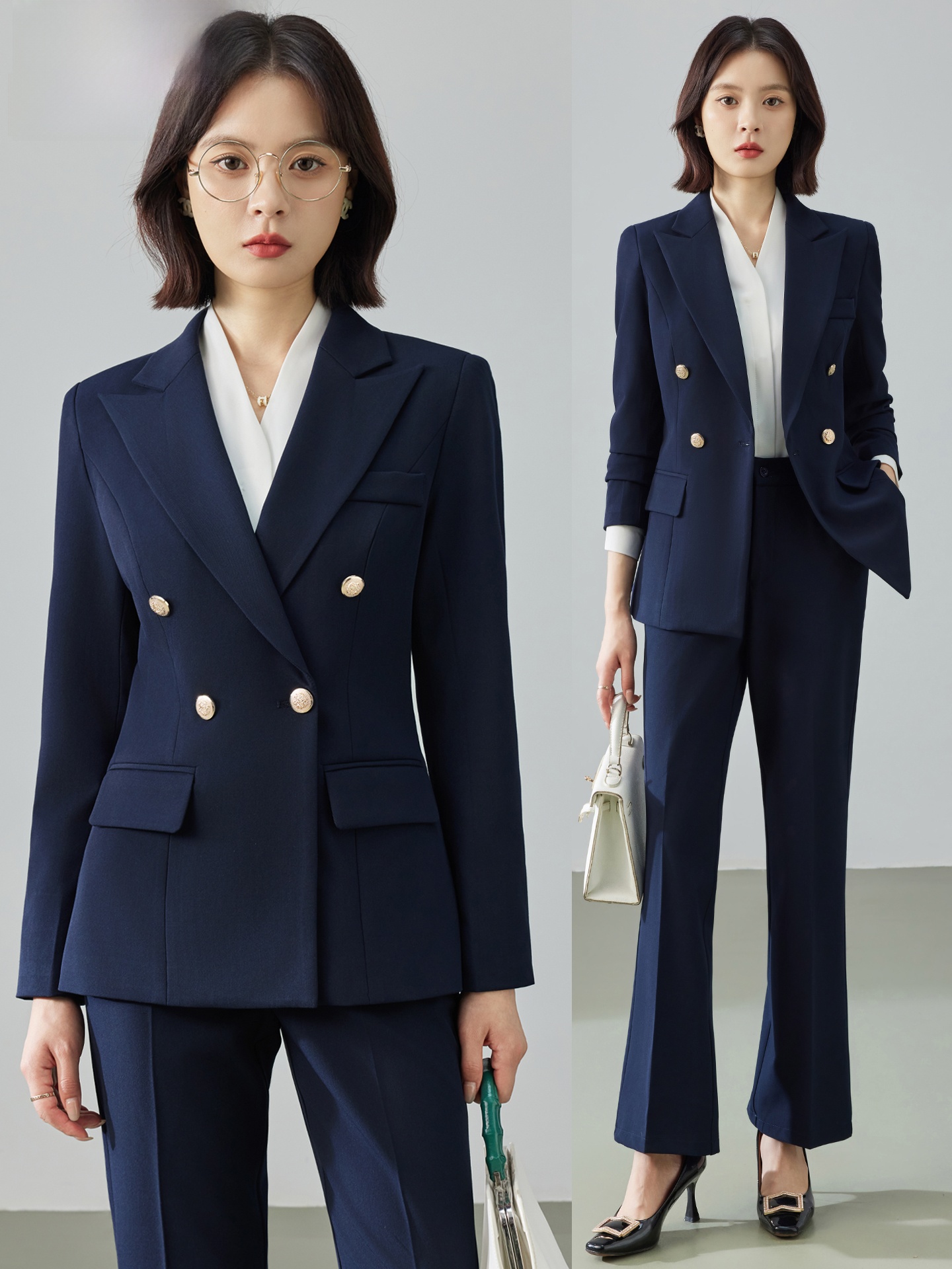 Women Formal Wear For Graduation - Cobalt Blue Suit Set for Women