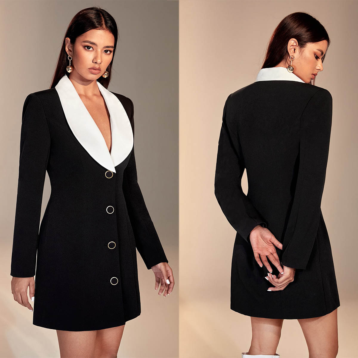 Color Matching Women Blazer Dr - Women Formal Wear For Graduation avis et prix