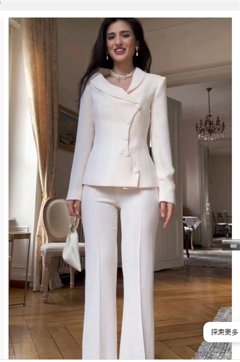 White Women Suits Set 2 Piece  - Women Formal Wear Trousers avis et prix