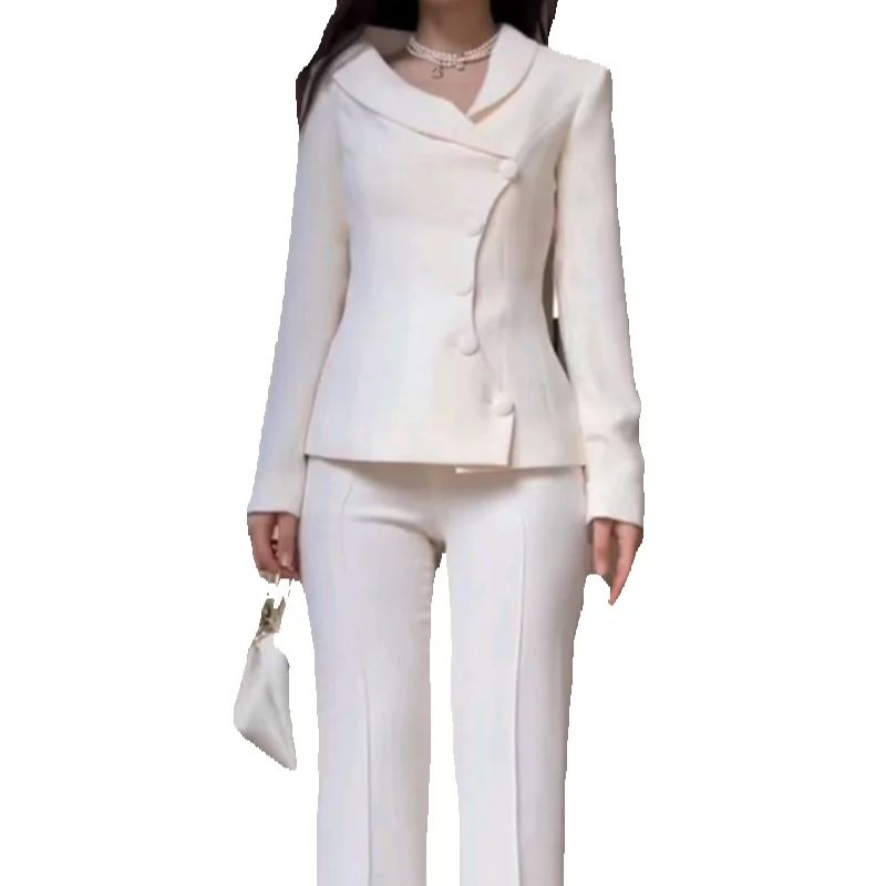 White Women Suits Set 2 Piece  - Women Formal Wear Trousers avis et prix