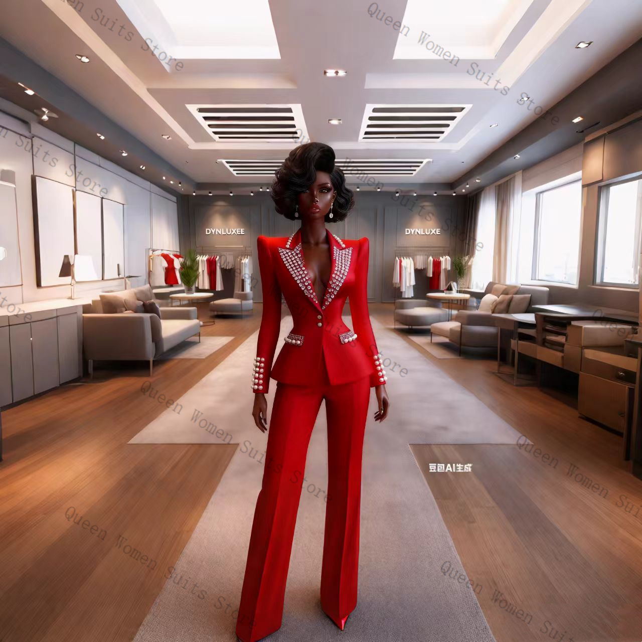 Pearls Red Women Suit Pants Se - Women'S Formal Wear For A Wedding avis et prix
