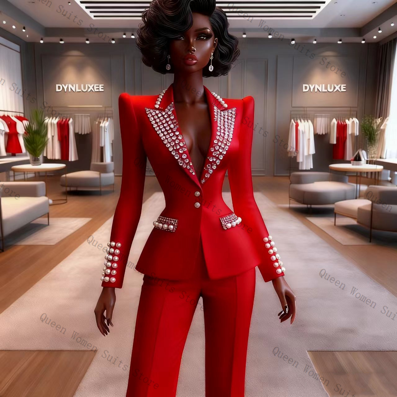 Pearls Red Women Suit Pants Se - Women'S Formal Wear For A Wedding avis et prix