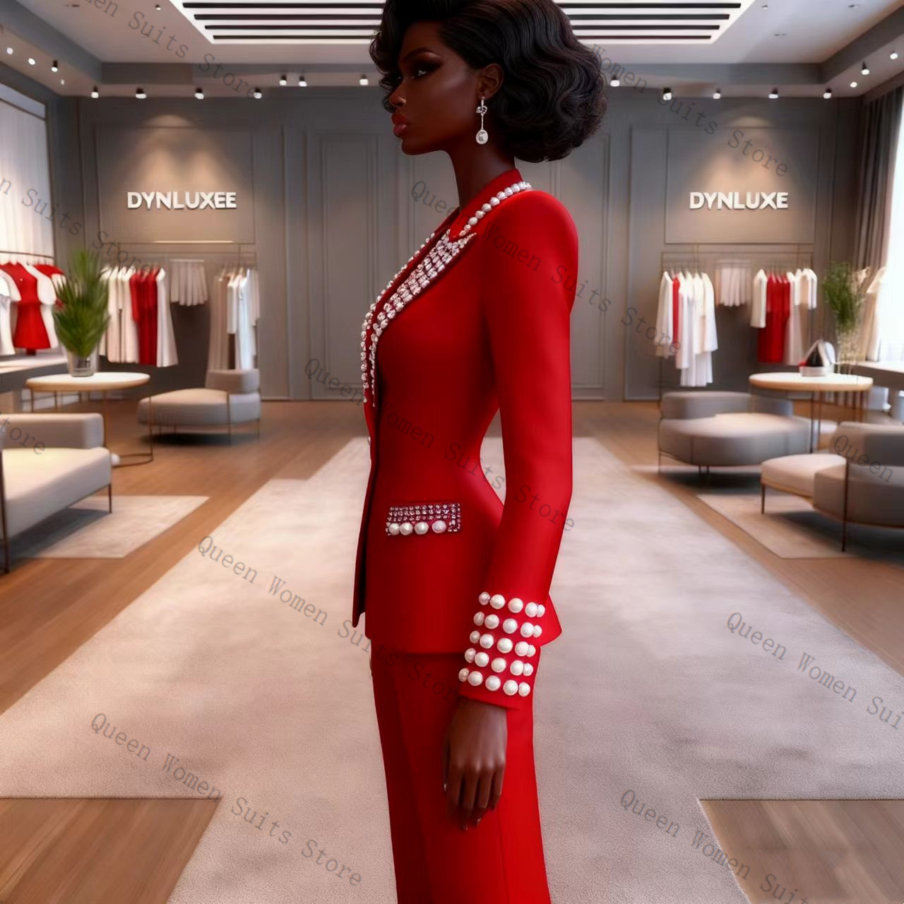 Pearls Red Women Suit Pants Se - Women'S Formal Wear For A Wedding avis et prix