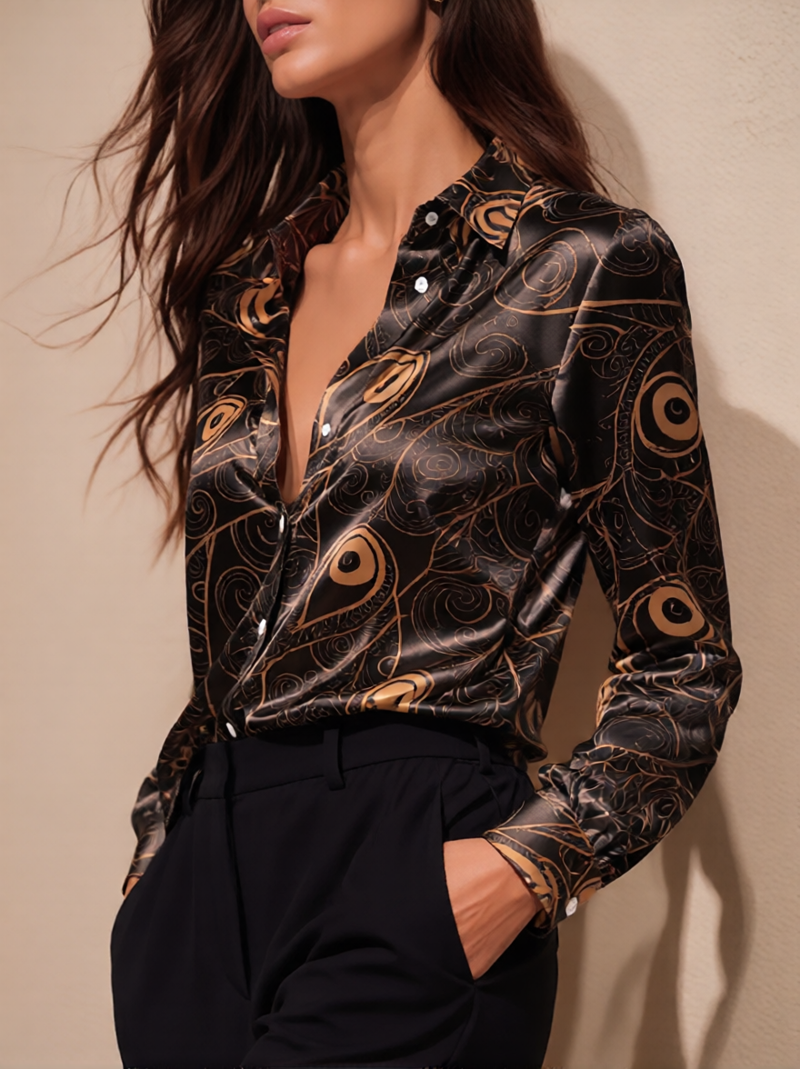 Large Color Dot Women Satin Sh - Silk Blouse Button avis et prix