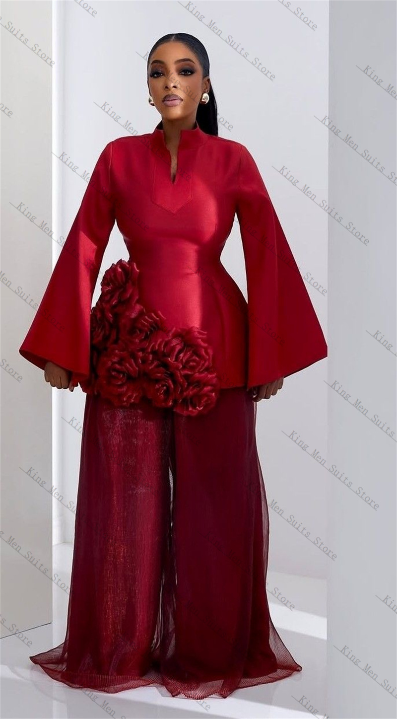 Burgundy Women Suit Set 2 Pcs  - Women Formal Wear Trousers avis et prix