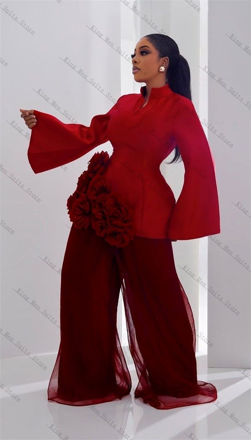 Burgundy Women Suit Set 2 Pcs  - Women Formal Wear Trousers avis et prix
