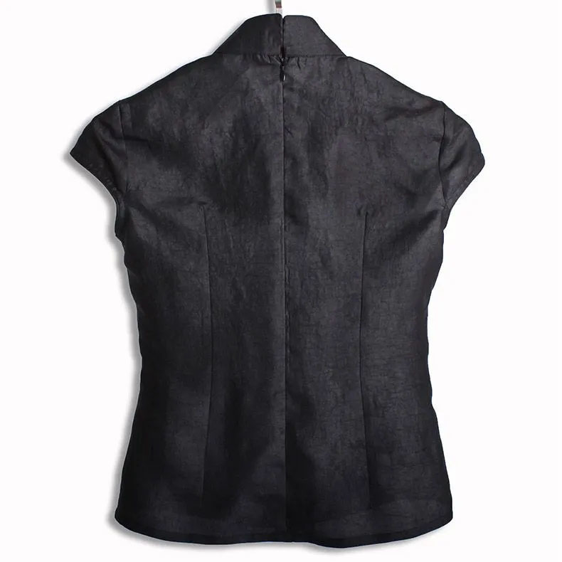 Black Short Top Qipao Fashion  - Silk Blouse Button avis et prix