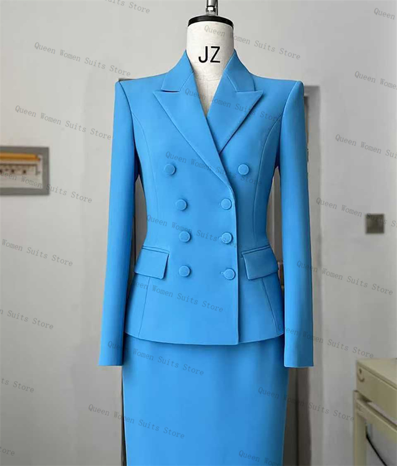 Sky Blue Women Suit Skirt Set  - Formal Wear Women Us avis et prix