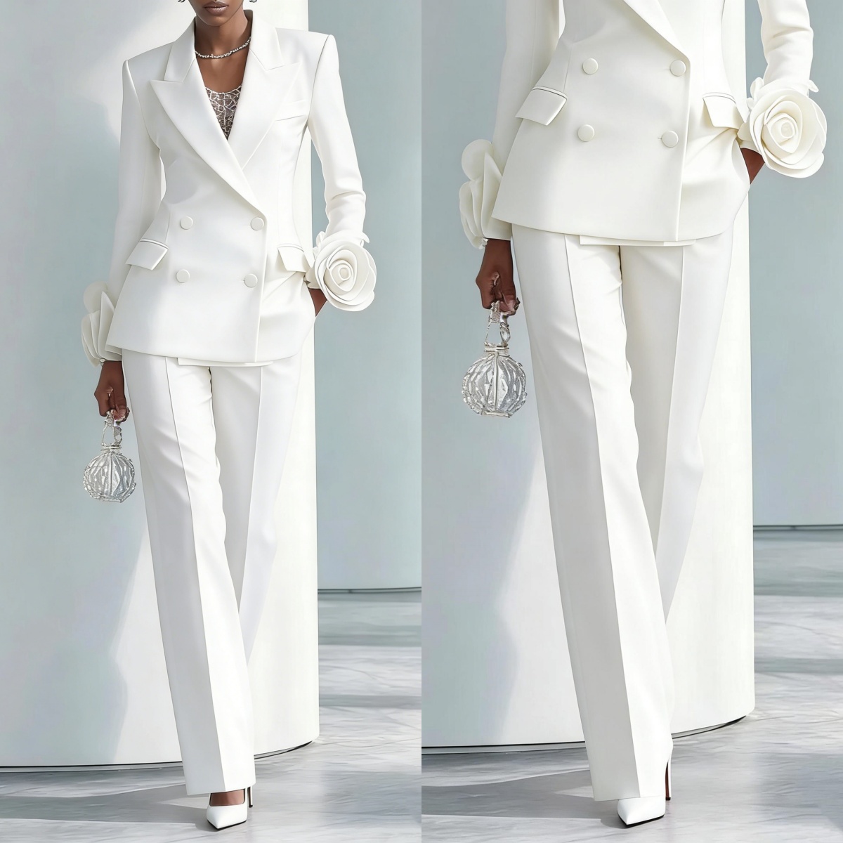 2 Pieces White Flowers Women P - Women Formal Wear For Graduation avis et prix
