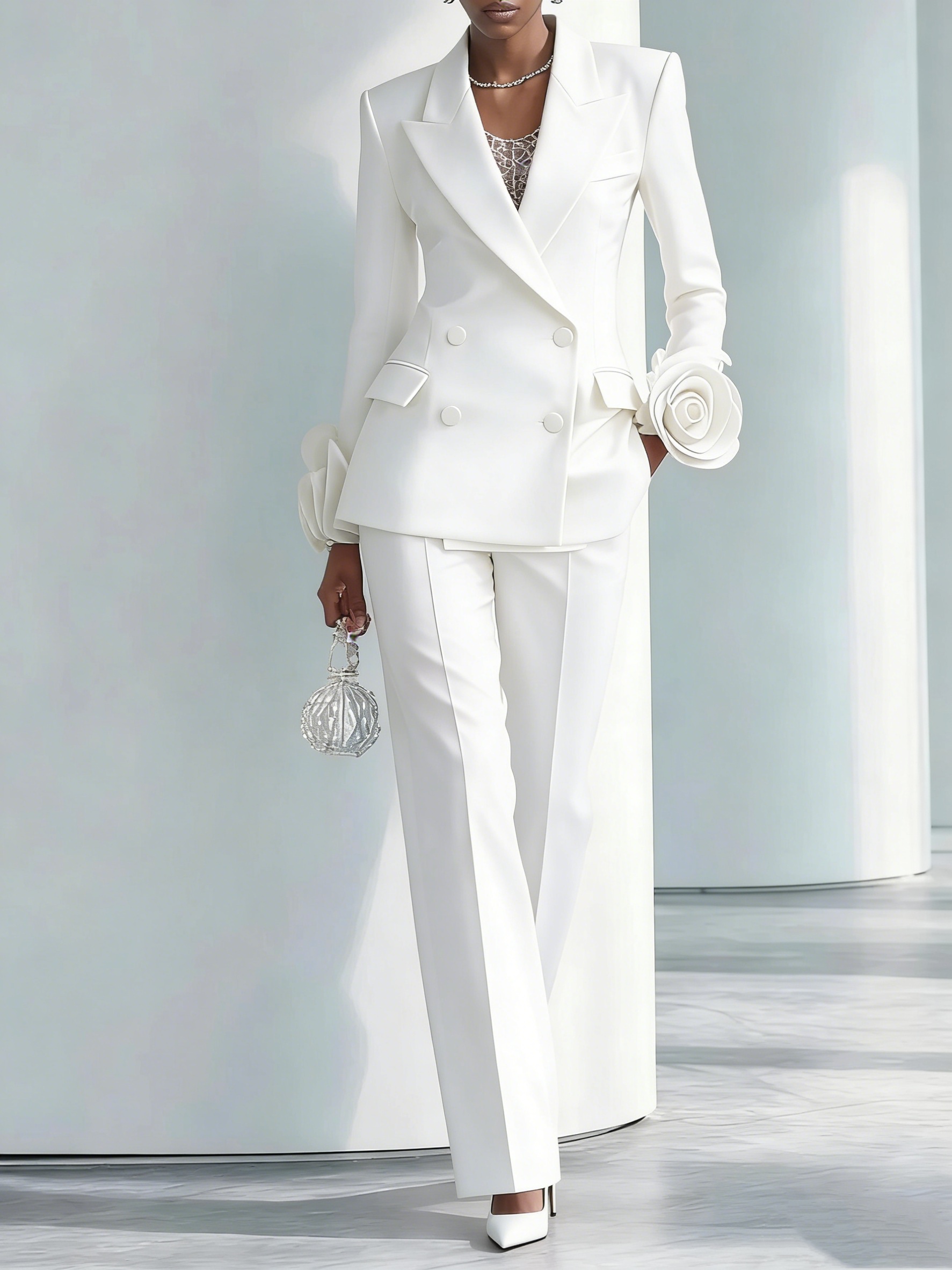 2 Pieces White Flowers Women P - Women Formal Wear For Graduation avis et prix
