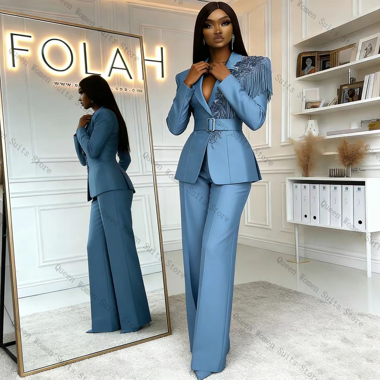 Tassel Blue Women Suit Pants S - Women'S Formal Wear For A Wedding avis et prix