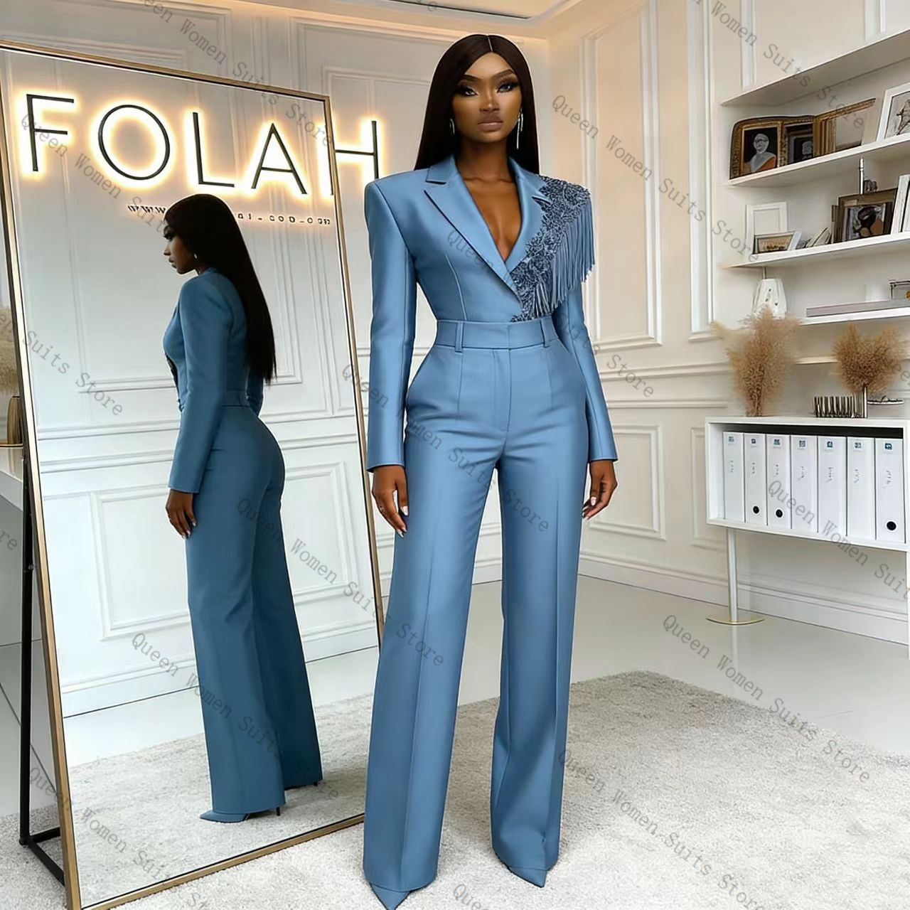 Tassel Blue Women Suit Pants S - Women'S Formal Wear For A Wedding avis et prix