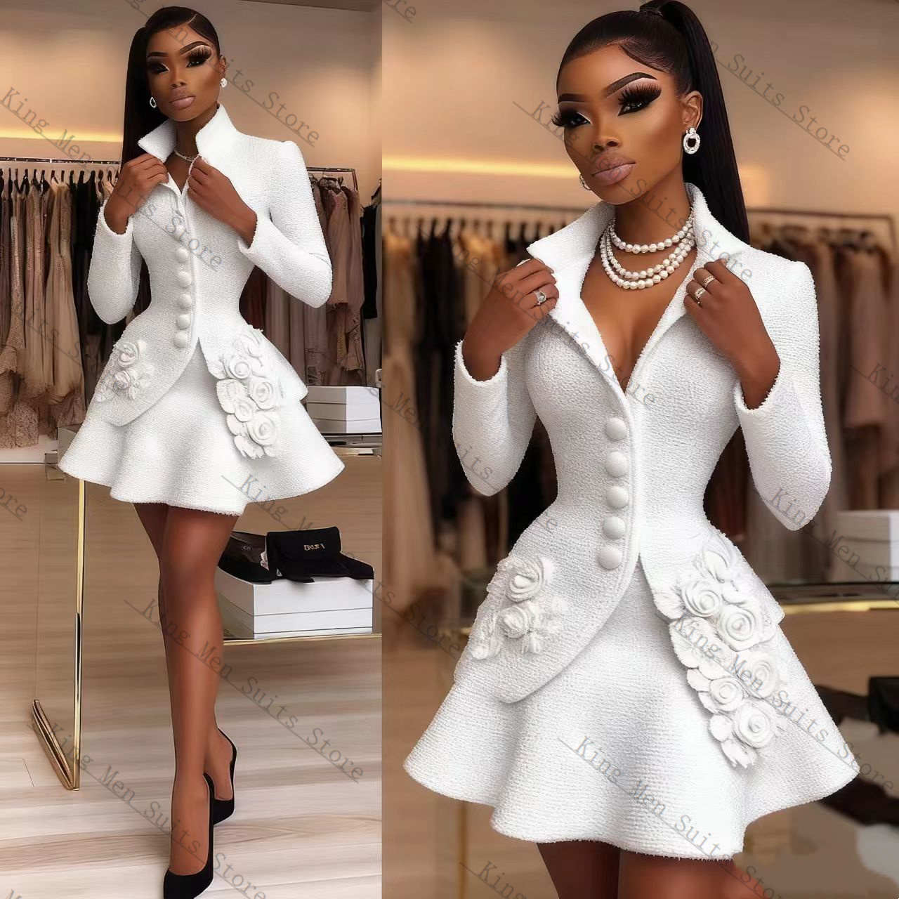 Luxury White Women Suit Set 2  - Women'S Formal Wear For Wedding Guest avis et prix