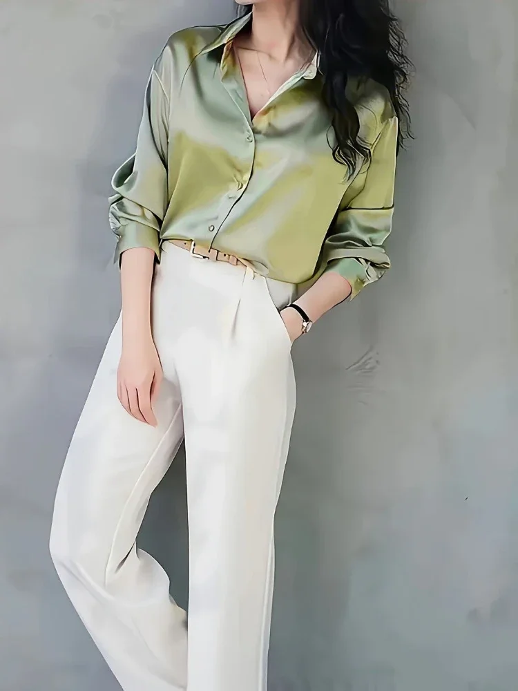 Plus Size Shirts 2025 Loose Ca - Silk Blouse Button avis et prix