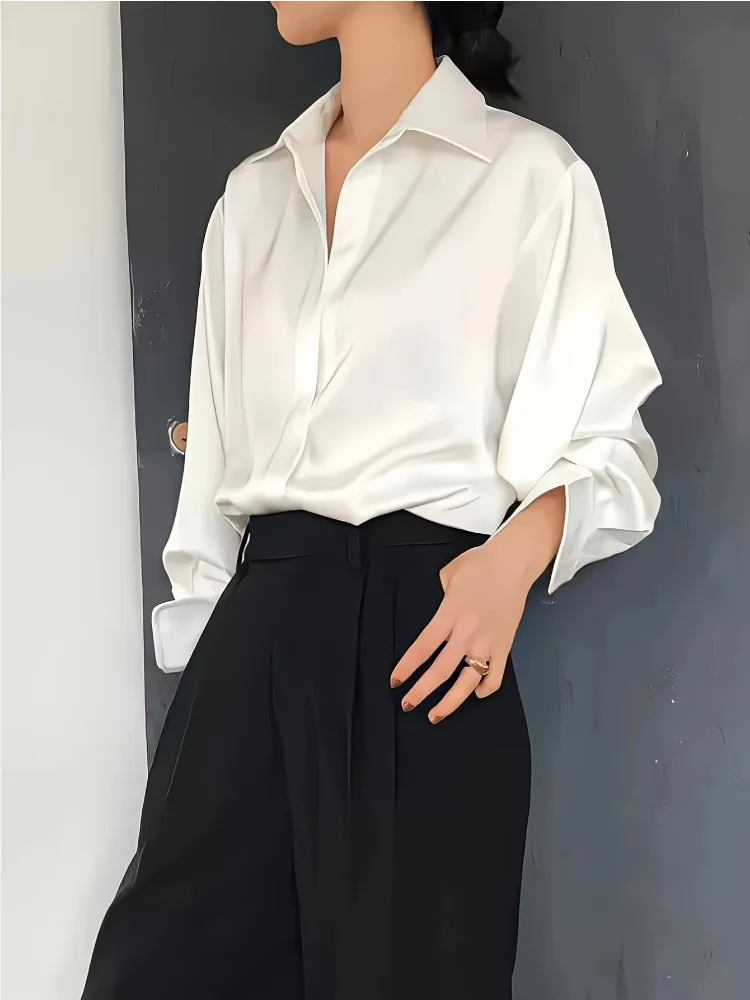 Plus Size Casual Women Silk Sh - Silk Blouse Button avis et prix