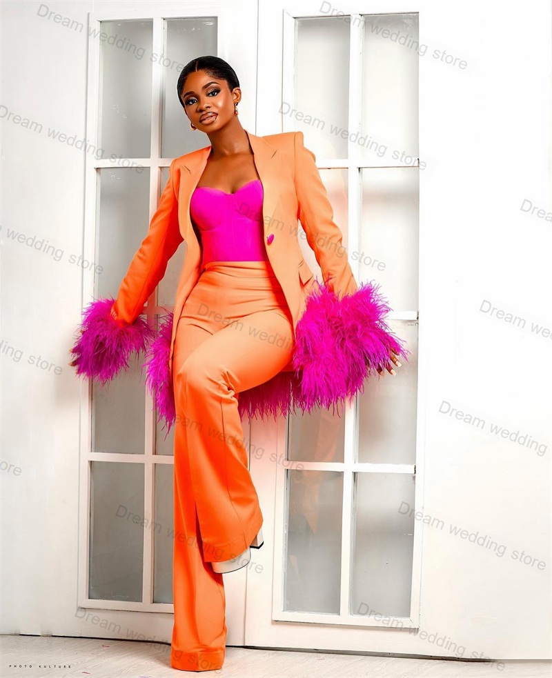 Ostrich Feather Orange Women S - Women Formal Wear Trousers avis et prix