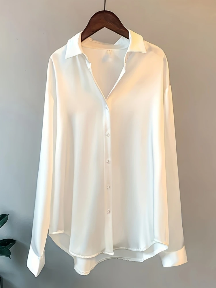Plus Size Loose Casual Women S - Silk Blouse Button avis et prix