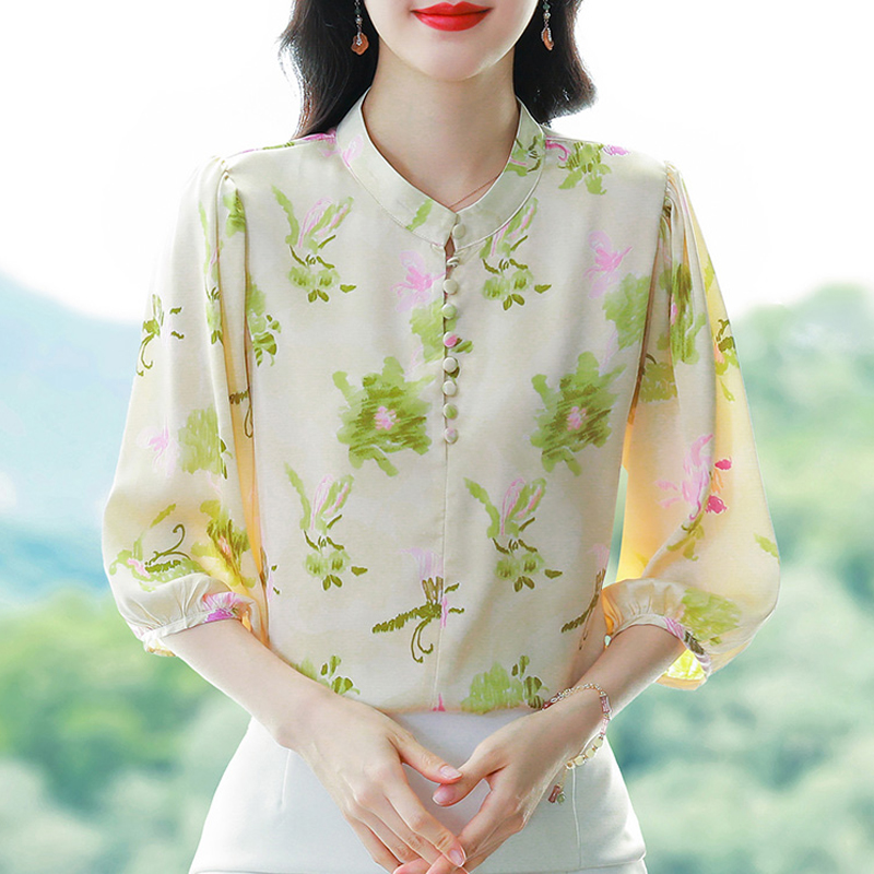 2025 Spring Summer Women Shirt - Silk Blouse Button avis et prix