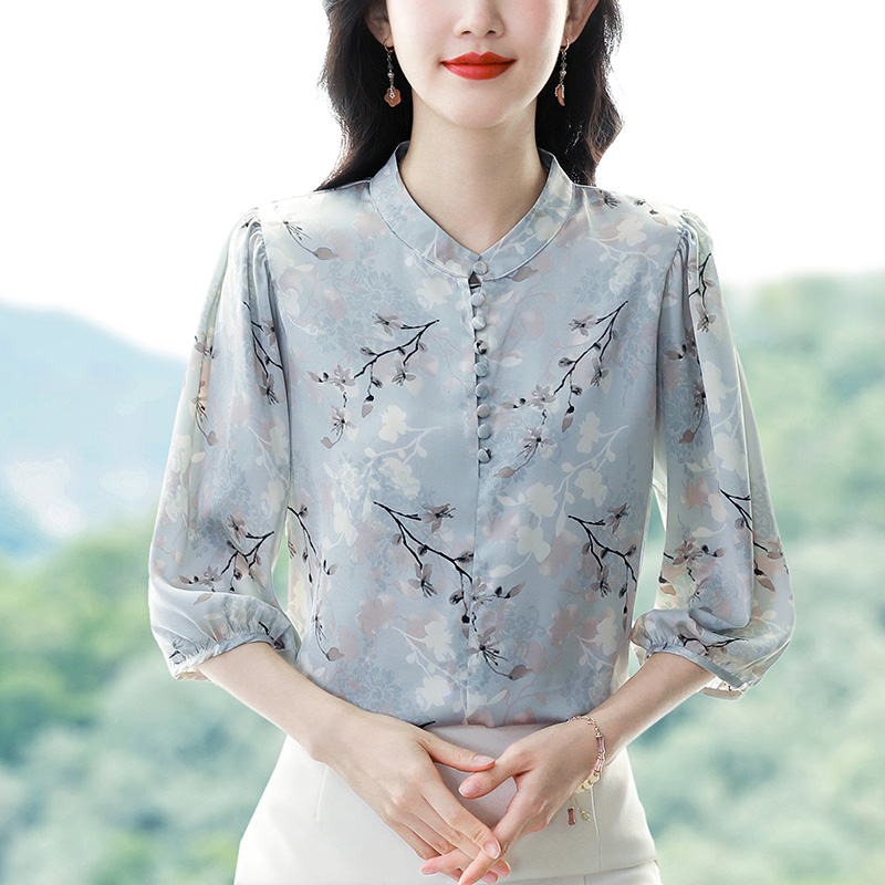 2025 Spring Summer Women Shirt - Silk Blouse Button avis et prix
