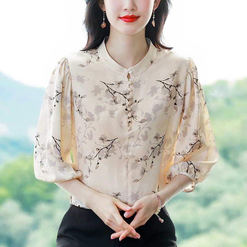 2025 Spring Summer Women Shirt - Silk Blouse Button avis et prix