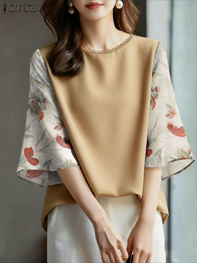 ZANZEA Elegant Women's Floral  - Silk Blouse Button avis et prix