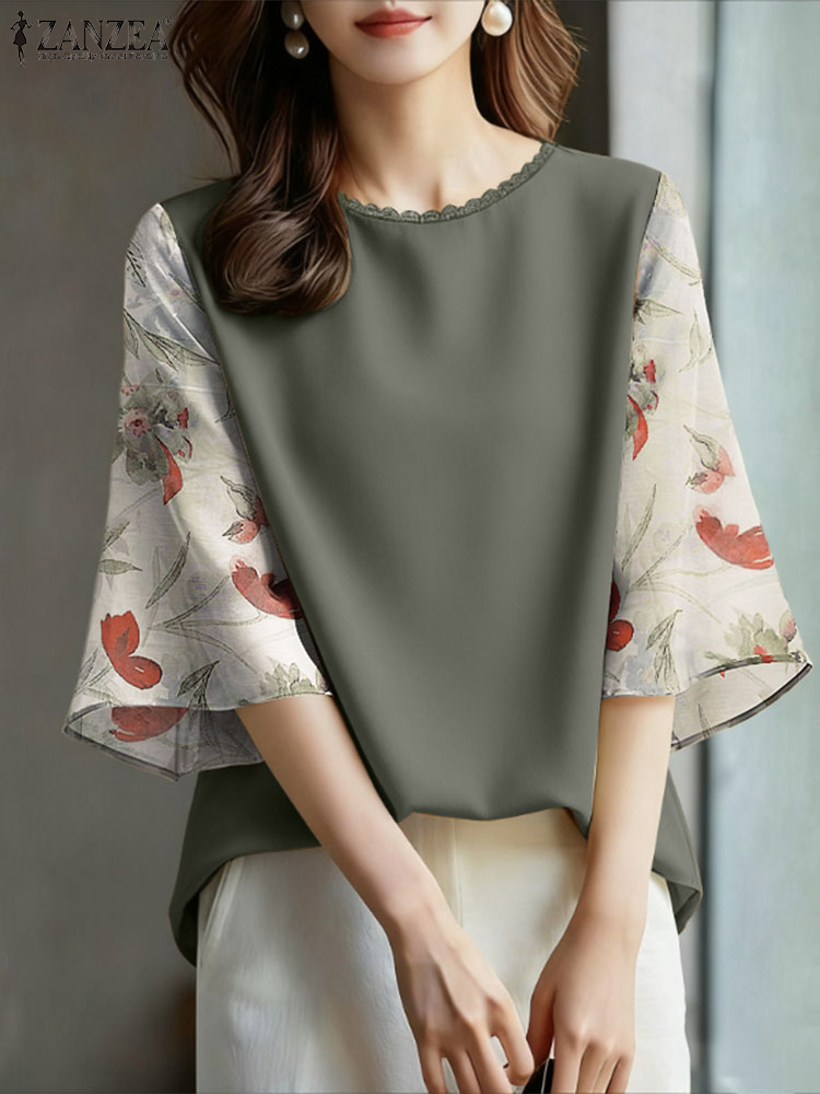 ZANZEA Elegant Women's Floral  - Silk Blouse Button avis et prix