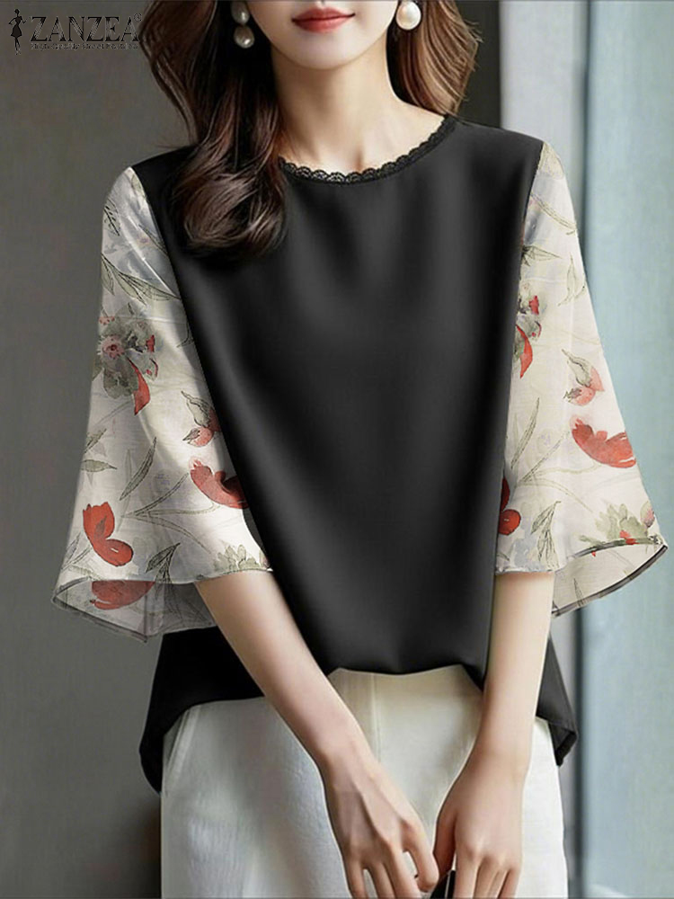 ZANZEA Elegant Women's Floral  - Silk Blouse Button avis et prix