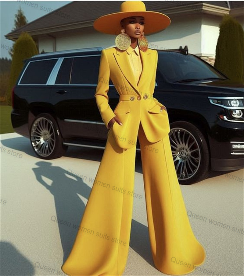 Yellow Cotton Women Suit Set 2 - Women Formal Wear Trousers avis et prix