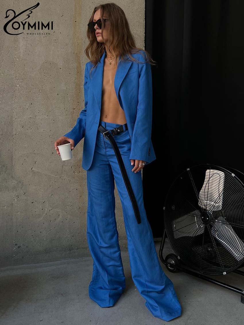 Oymimi Fashion Blue Cotton Set - Women Formal Wear Trousers avis et prix