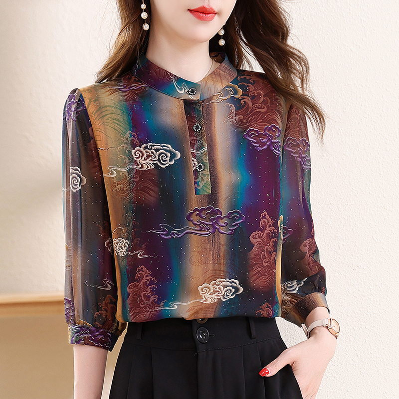 Elegant Fashion Silk Chiffon B - Silk Blouse Button avis et prix