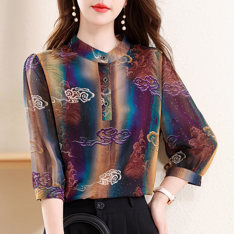 Elegant Fashion Silk Chiffon B - Silk Blouse Button avis et prix