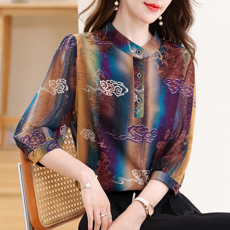 Elegant Fashion Silk Chiffon B - Silk Blouse Button avis et prix