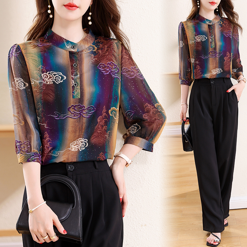 Elegant Fashion Silk Chiffon B - Silk Blouse Button avis et prix