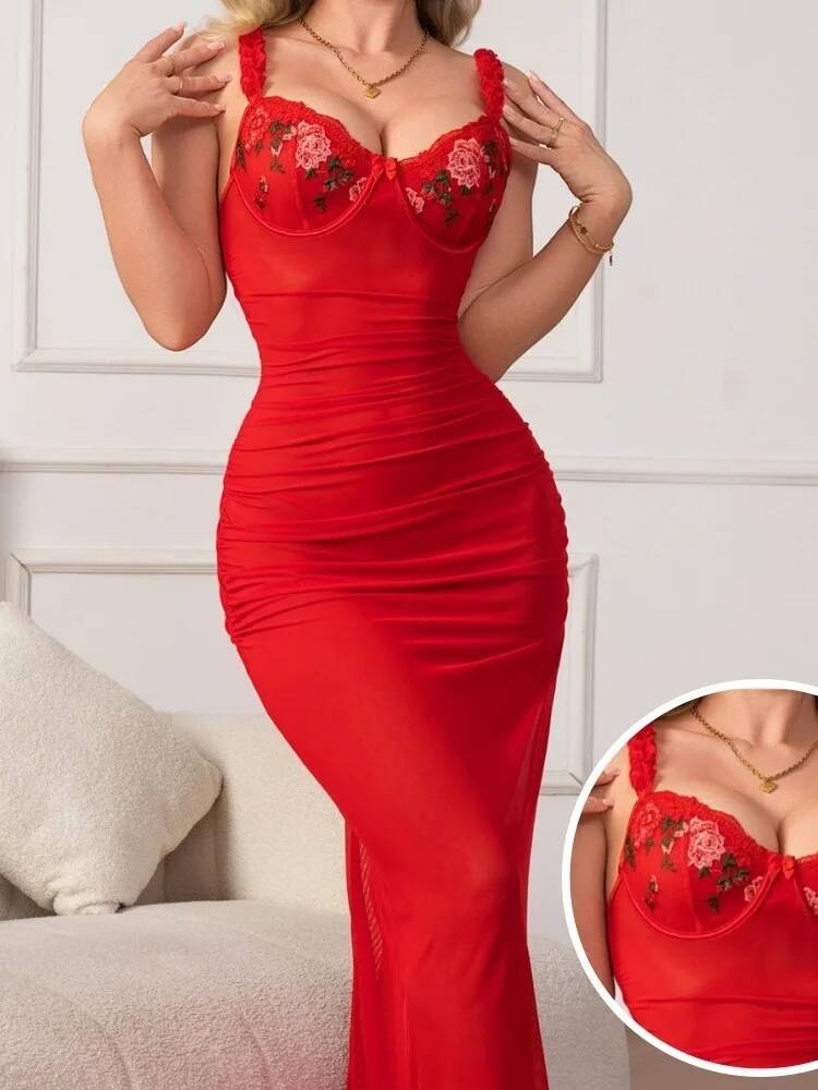 Red Ruched Dress With Strap Bo - Women Formal Wear Trends avis et prix