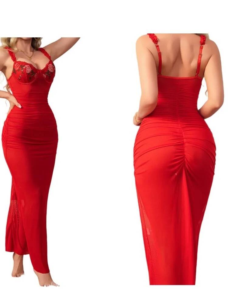Red Ruched Dress With Strap Bo - Women Formal Wear Trends avis et prix