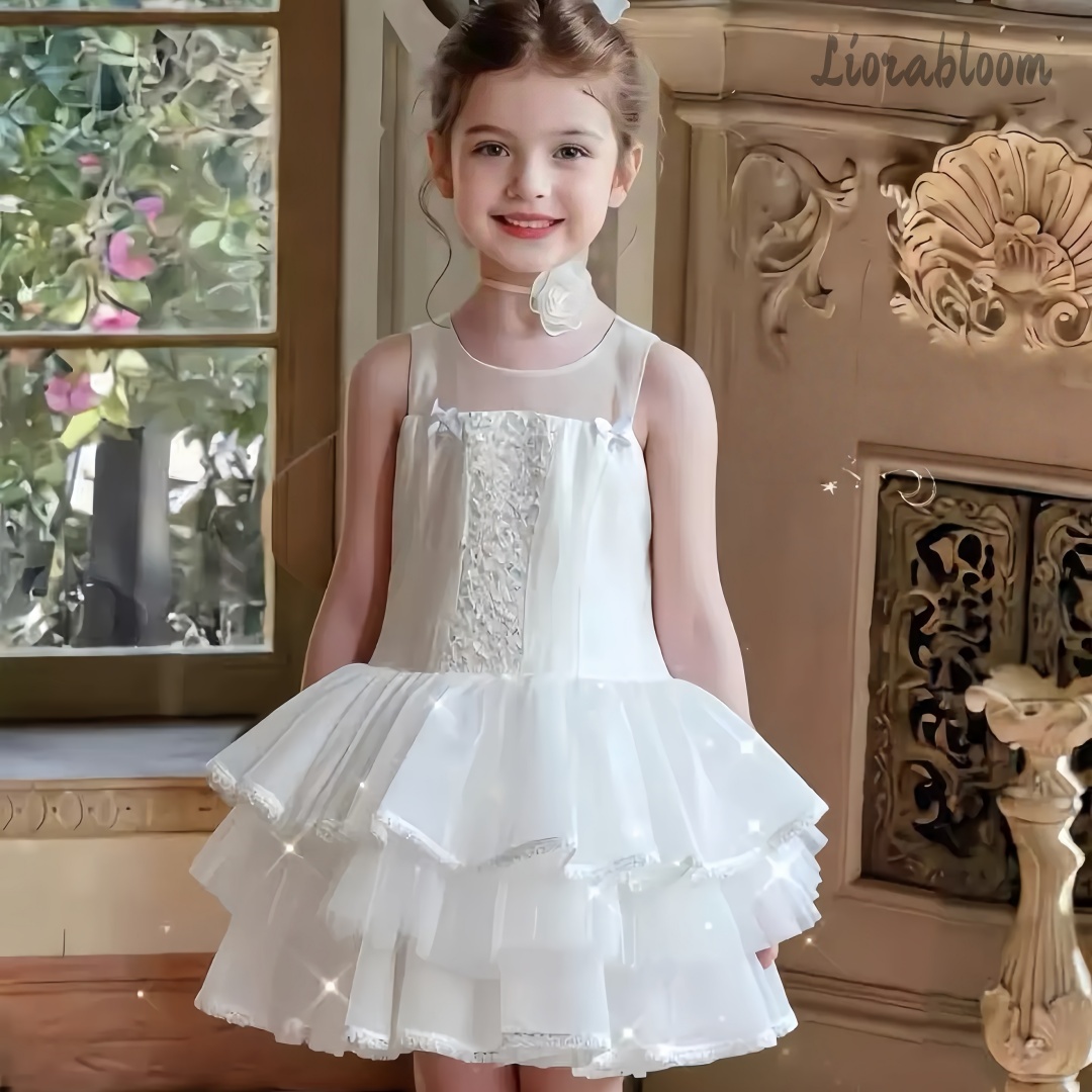 Girls' White Embroidered Forma - Women'S Formal Wear For A Wedding avis et prix