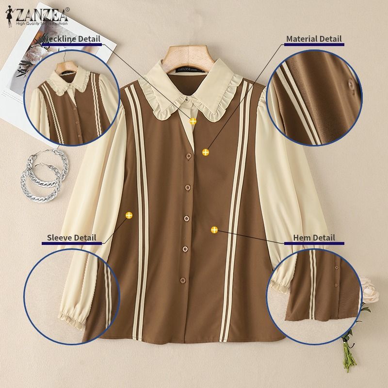 ZANZEA Women Summer Patchwork  - Silk Blouse Button avis et prix