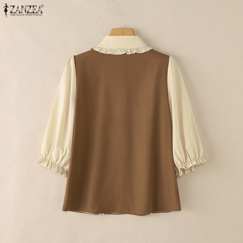ZANZEA Women Summer Patchwork  - Silk Blouse Button avis et prix