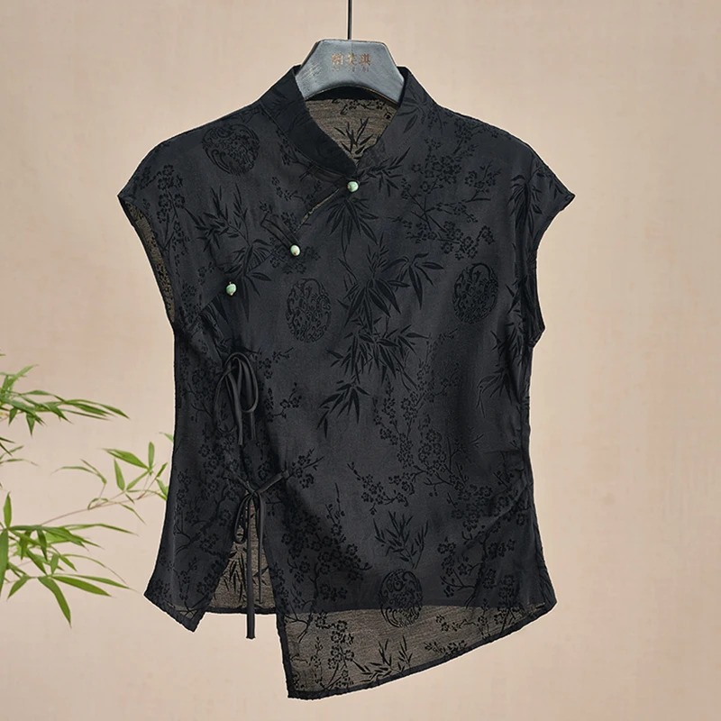 French new Chinese style cheon - Silk Blouse Button avis et prix