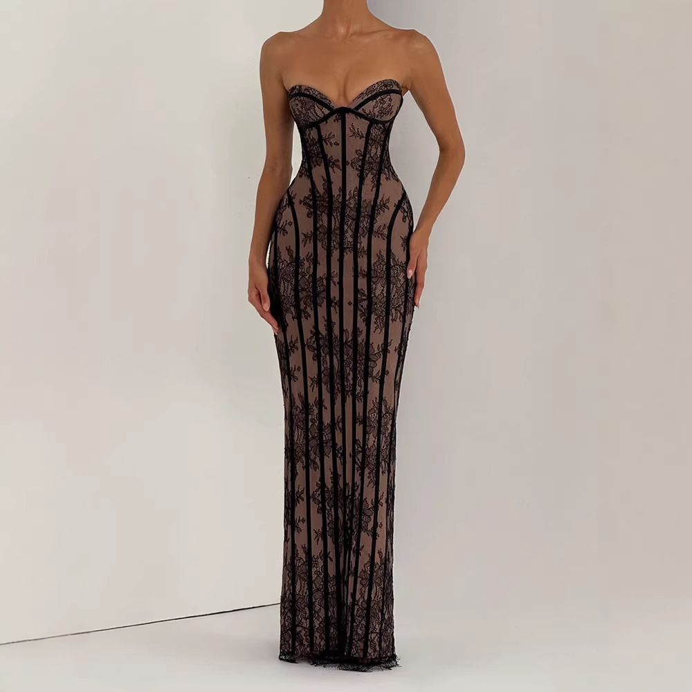 Strapless Bodycon Maxi Dress f - Formal Wear Women Us avis et prix