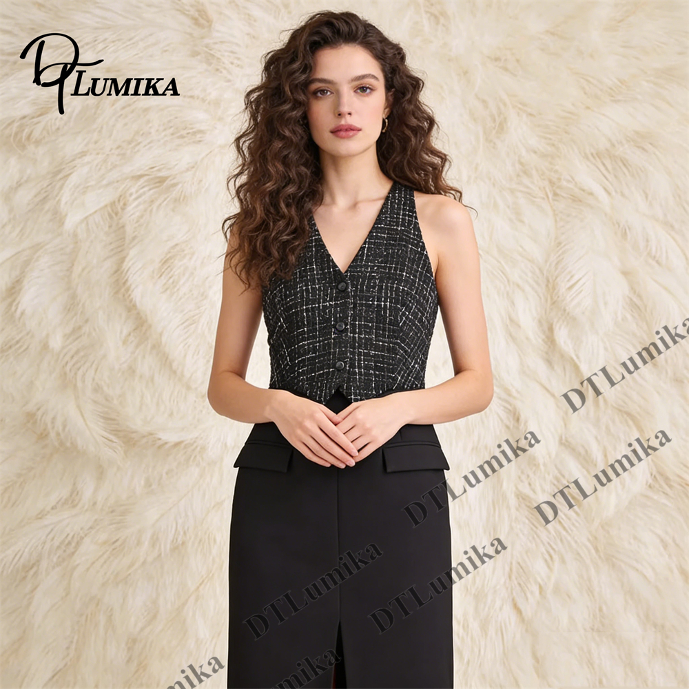 Tweed & Crepe Contrast Dress,  - Women Formal Wear Look avis et prix