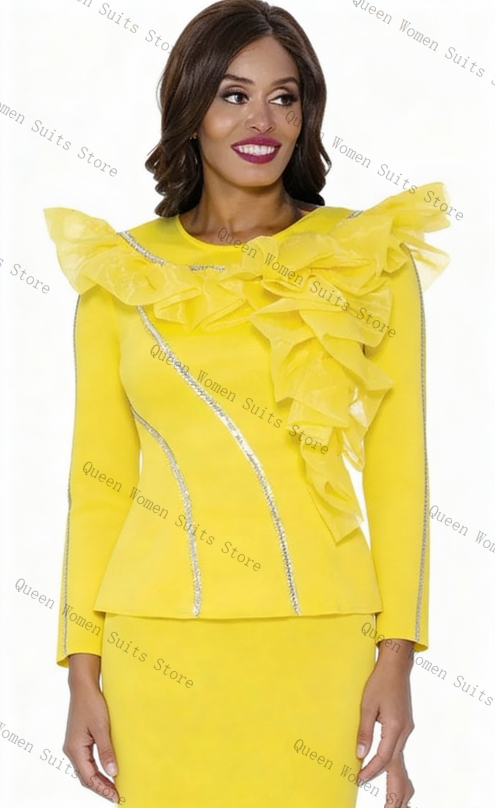 Crystals Yellow Women Suit Ski - Women'S Formal Wear For Wedding Guest avis et prix