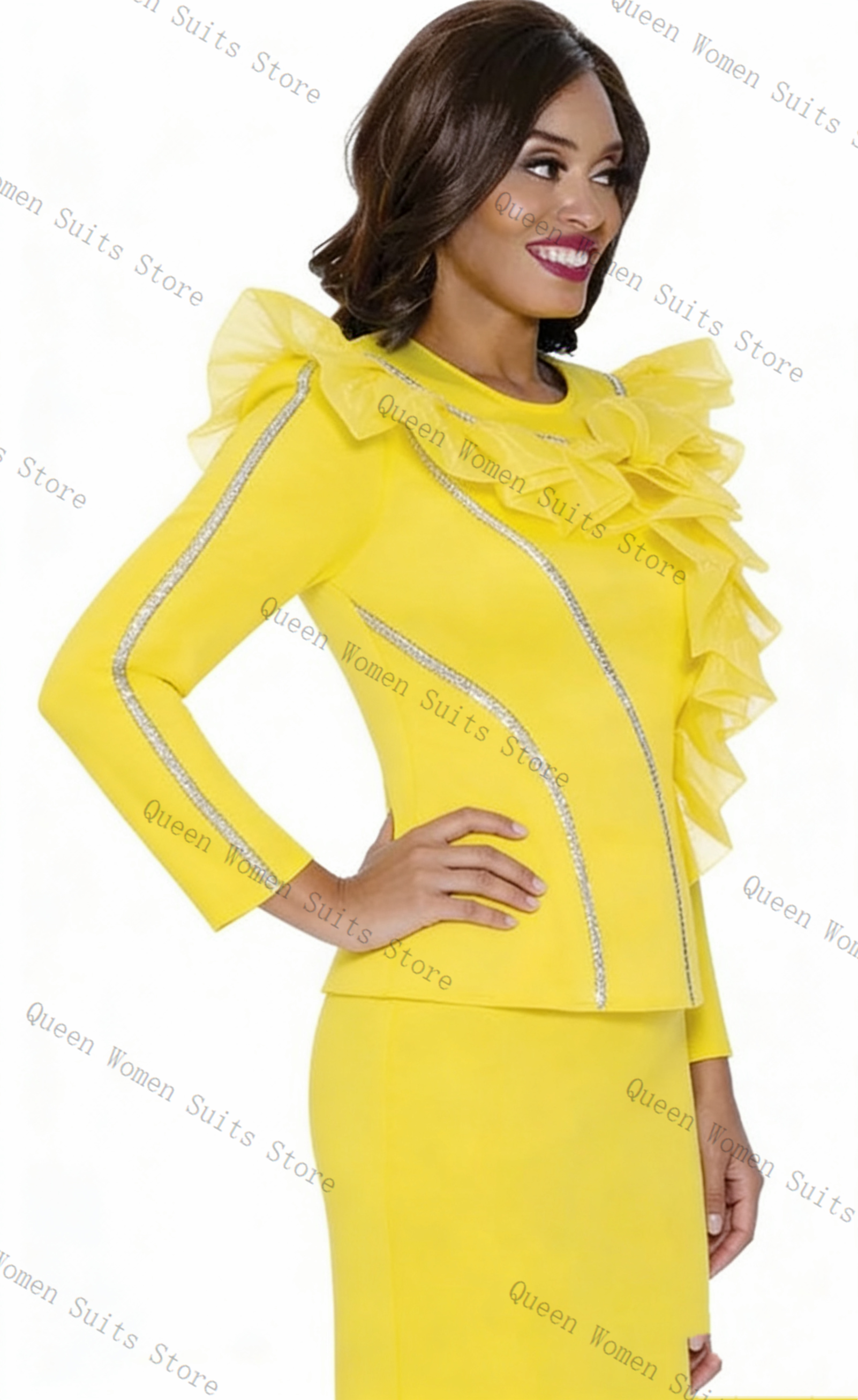 Crystals Yellow Women Suit Ski - Women'S Formal Wear For Wedding Guest avis et prix