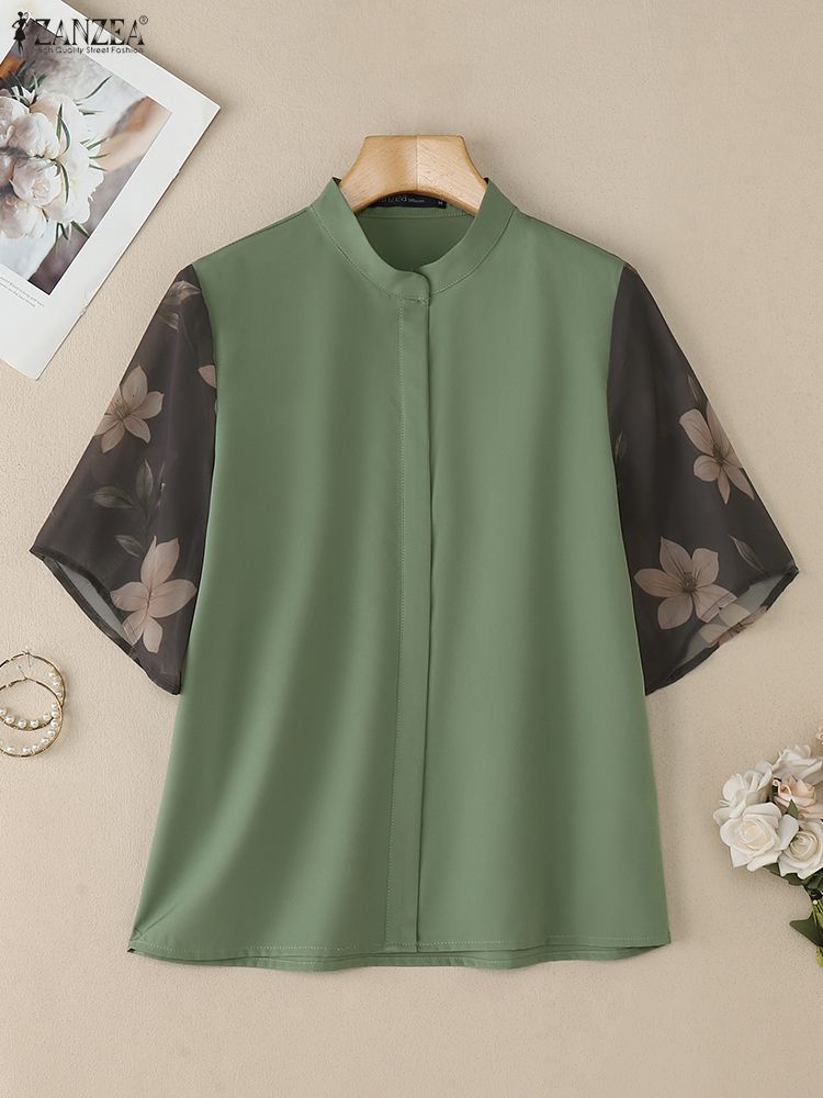 Women's Blouses Elegant Floral - Silk Blouse Button avis et prix