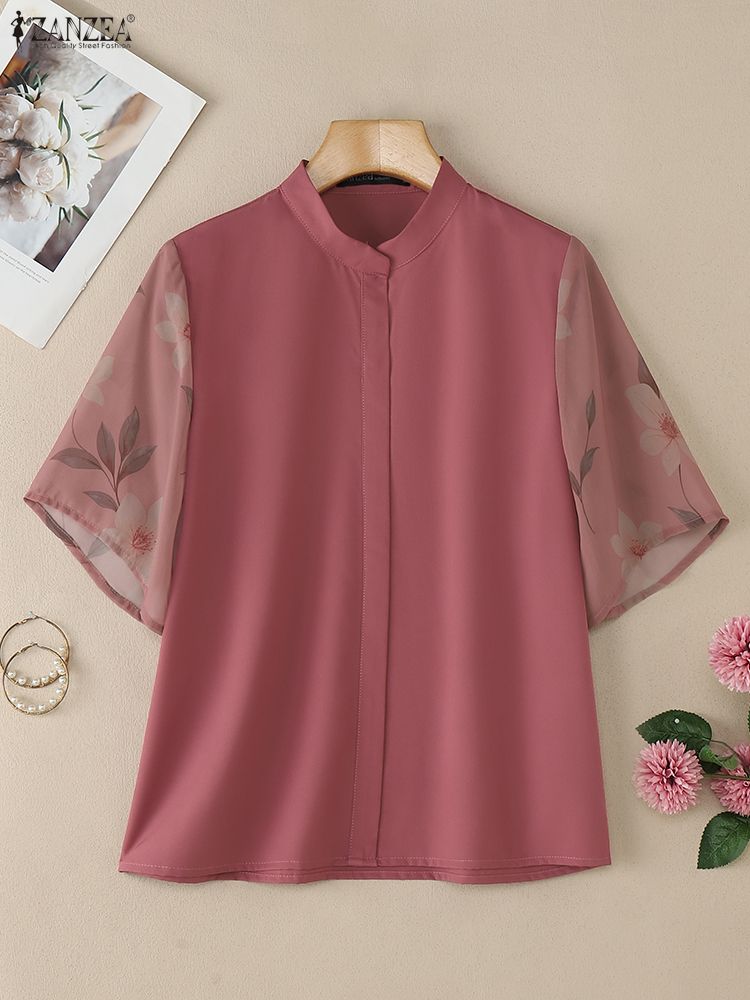 Women's Blouses Elegant Floral - Silk Blouse Button avis et prix